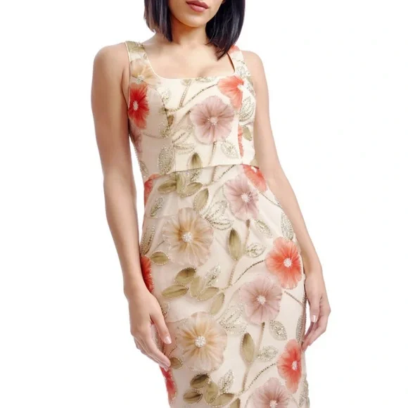 Dress the Population Tyra Floral Embroidered Gown, Small